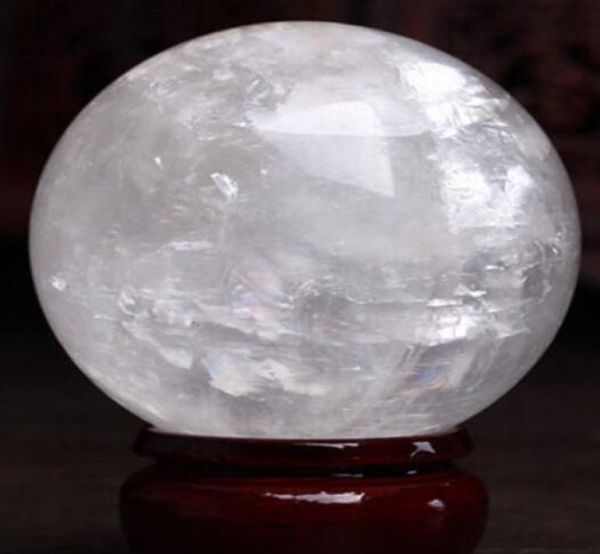 Sfera curativa Decorazione magica Regalo raffinato 860 * 100mm Stand Calcite bianca naturale Quarzo Sfera di cristallo Sfera Guarigione Gemma pietra4922581