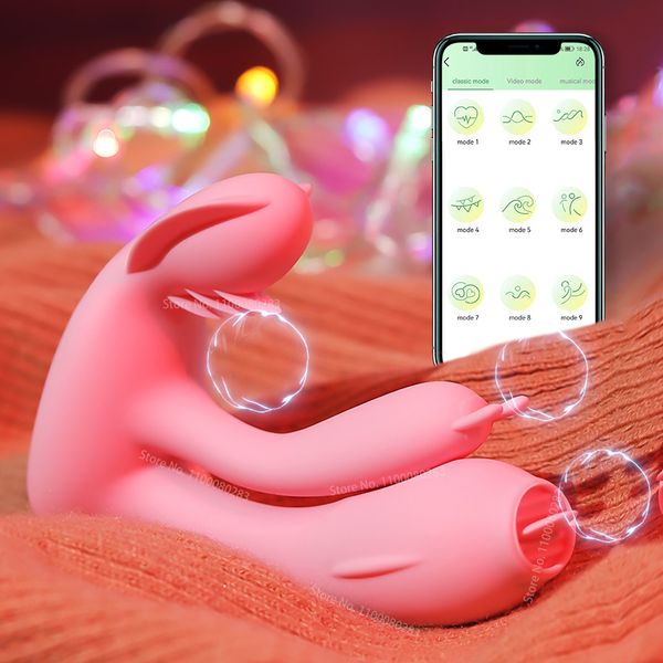 Vibratoren Drahtlose Bluetooth-Fernbedienung APP Dildo Tragbares Vaginalhöschen Kaninchen Vibratoren Erwachsene Frauen Klitoris Masturbatoren Sexspielzeug 230410