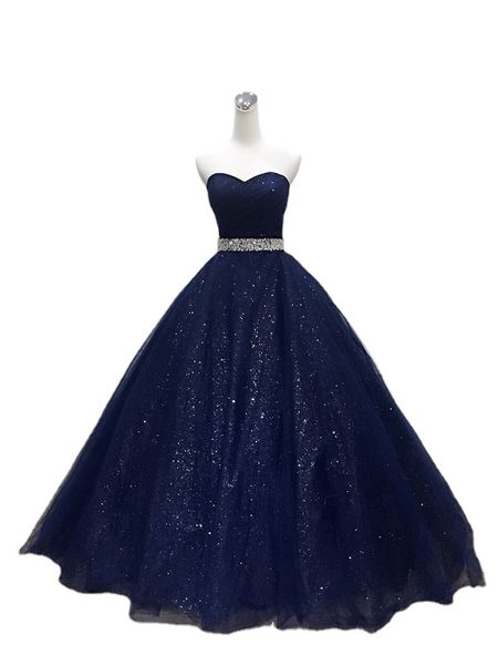 Vestido De Noiva Luxury Navy blue Bling Bling Princess Ball Gown abito da ballo da sera Plus Size Custom Made Robe De Mariage