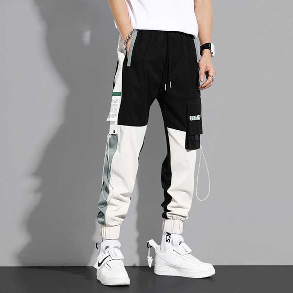 Herrenhosen Streetwear Frühling Lässige Herrenhosen Baumwolle Haremsbänder Jogger Herren Patchwork Mode Knöchellänge Joggerhose Für Jungen W0414