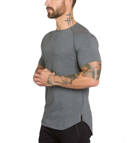 Designer roupas de ginástica fitness t camisa dos homens moda estender hip hop verão manga curta camiseta algodão musculação tubarão moda