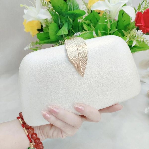 Sacos de cintura Bolsa de noite para mulheres Bolsa de embreagem de casamento Bolsa formal crossbody (branca) Pasta de couro de grão completo