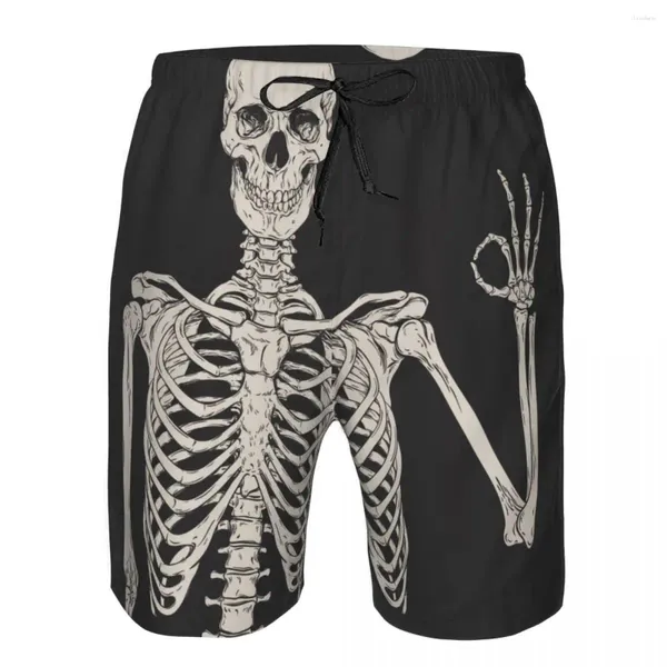 Herren Shorts Bademode Herren Schwimmen Strand Badehose Für Mann Skeleton Skull Pose Badeanzug Surfbrett Badeanzug