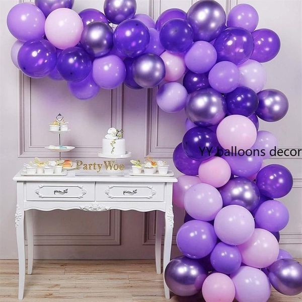 70-teiliges lila Ballon-Girlanden-Bogen-Set für Erwachsene, Geburtstagsballons für Hochzeit, Party, Hintergrund, Dekoration, Babyparty, Zubehör T20062192N