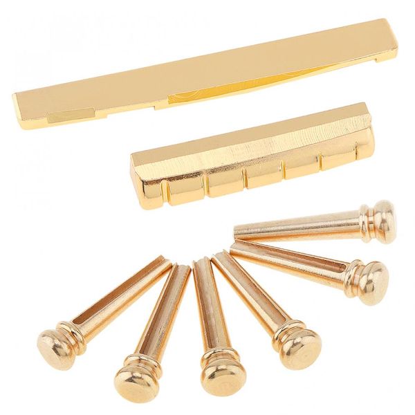 6pcs Universal Golden Brass Bridge Pins Bridge Saddle Saddle para guitarra acústica folclórica