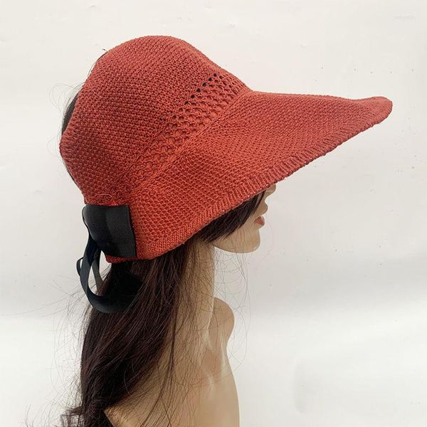 Cappelli a tesa larga Cappello fresco estivo Moda Versatile Sole pieghevole da donna Visiera arrotolabile superiore cava Grande