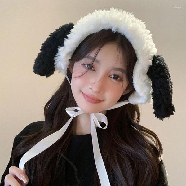 Berets peludo filhote de cachorro headbands inverno orelha aquecedores bandas capas para tempo frio dos desenhos animados bandana cabeça envoltório