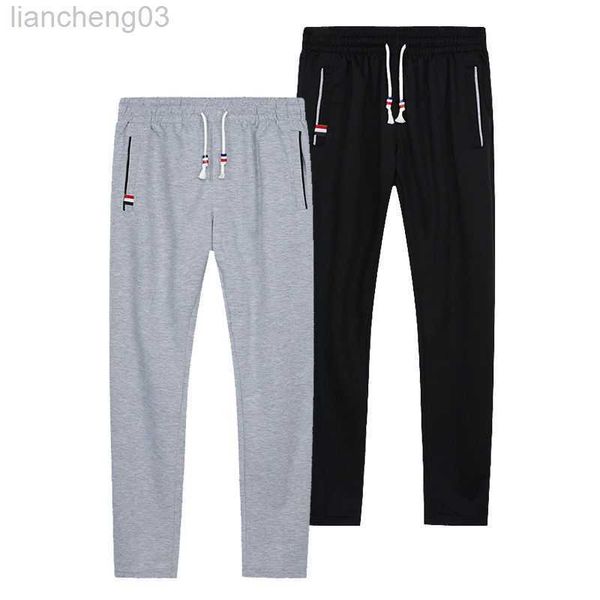 Calça masculina calça de moletom masculino Casual Sport Pants Men Wide Grey empilhados calças de moletom reto de corpo inteiro solto 2022 novo W0411