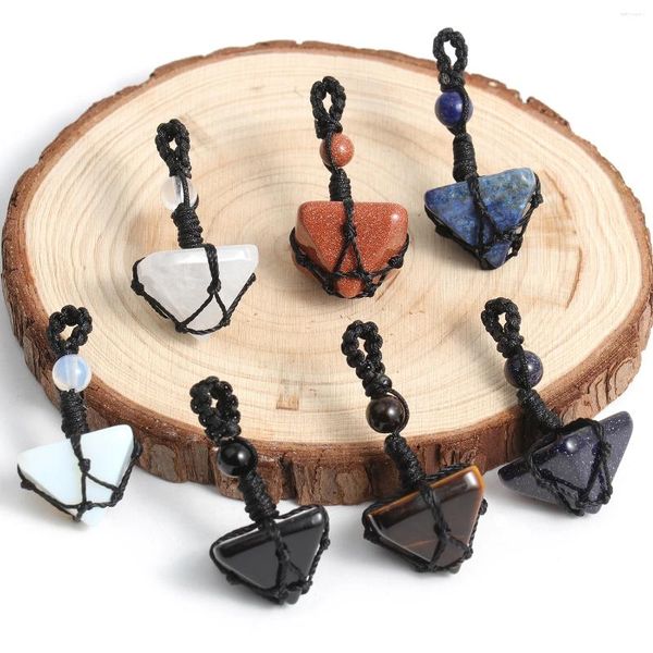 Anhänger Halsketten Pyramide Form Naturstein Halskette Set Kristall Achat mit Schmuck Display Box Geschenk für DIY Herstellung