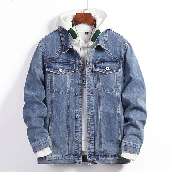 2023 Herrenjacken großer Größe M-7xl Herren Herbst Neue hellblaue Wash-Jeansjacke Lose und Mode neuer Mantel