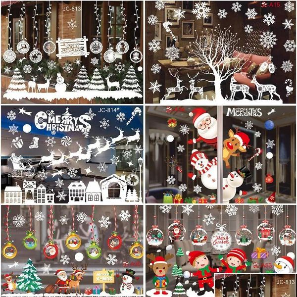 Adesivi murali Finestra di Natale Decorazioni allegre per la casa Adesivo Decalcomanie per la camera dei bambini Anno Consegna a goccia Giardino Dhgbb