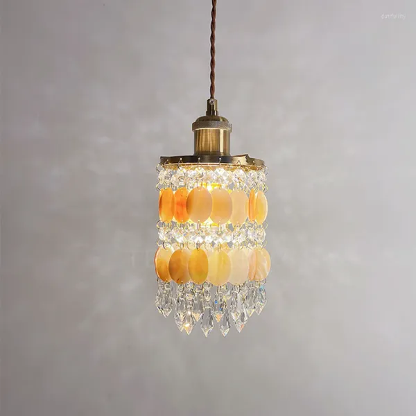 Pendelleuchten Gold Shell Crystal Lights Postmodern Light Luxury Schlafzimmer Nachttischlampe Nordic Restaurant Deckendekor Hängebeleuchtung