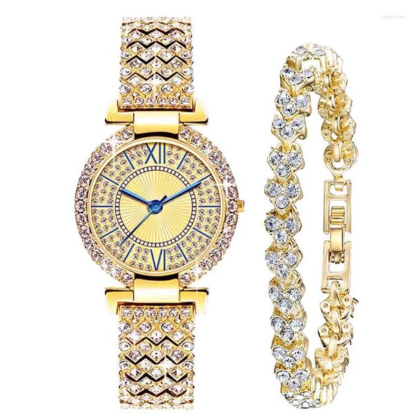 Orologi da polso Fashion Women Watch Diamond Bracelet Ladies Luxury Casual Orologi da donna in cristallo con strass