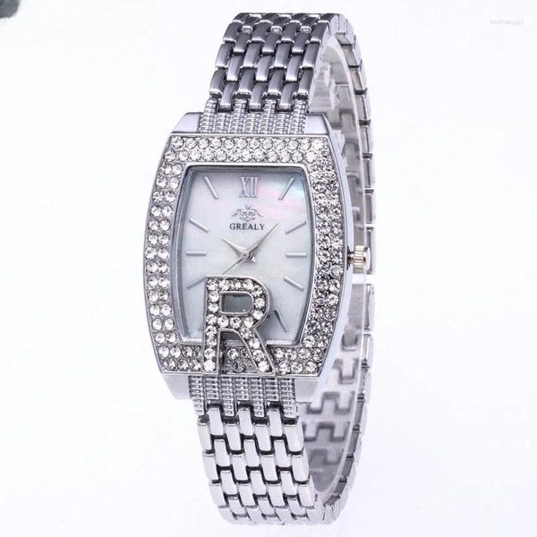 Relógios de pulso moda banda de aço com diamantes senhoras pulseira mulheres relógio numerais romanos escala quartzo diamante relógios atacado