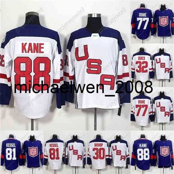 Weng Dünya Kupası Boş Takım ABD Hokey Formaları 32 Jonathan Hızlı 67 Max Pacioretty 77 TJ Oshie 81 Phil Kessel 88 Patrick Kan Hokey Jersey