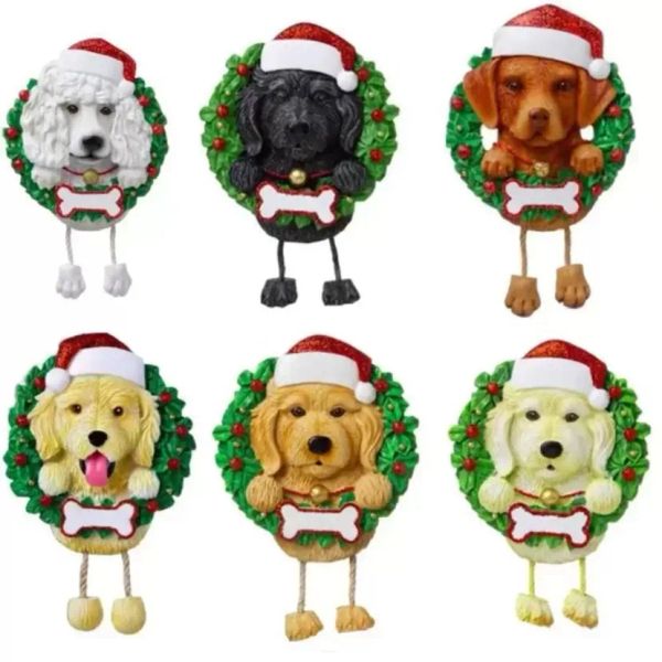 Schöne Hunde DIY Namensnachricht Anhänger Weihnachtsschmuck PVC Haustier Hund Anhänger Neue Weihnachtsbaum Anhänger Ornament FY4894