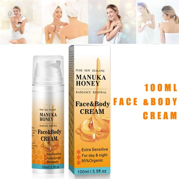 Outra maquiagem Pure New Zealand Manuka Honey Face e Body Cream Extra sensível para dia e noite 95% Organic 100ml Remessa rápida e alta qualidade vendendo navio rápido