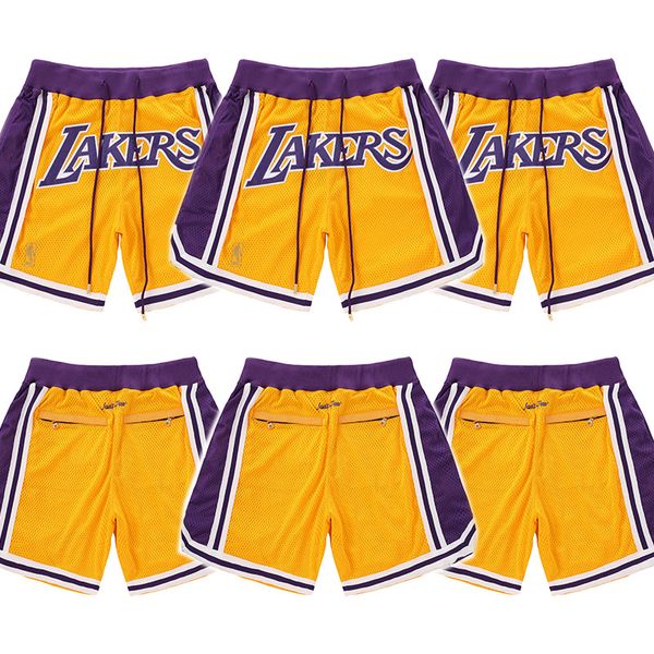 Sommer Just Männer losen gelber Don Retro -Basketballnetze für die Lakeres Stickshorts