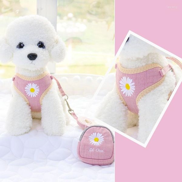 Collari per cani Gilet per animali domestici di lusso Imbracatura in cotone morbido Cucciolo carino con guinzaglio Zaino per gatti regolabile Accessori per chihuahua