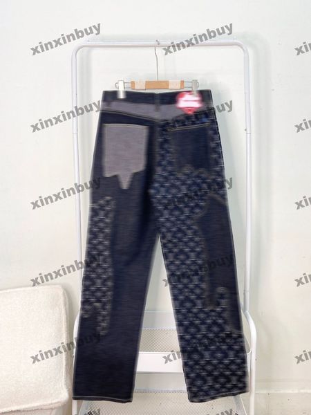 Xinxinbuy Men Donne Designer Pant Pant Tie Dye Lettera Jacquard Pocket Denim 1854 Pantaloni casual primavera estate Black Grigio M-3XL