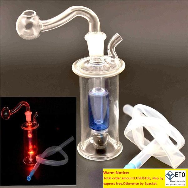 Bruciatore a olio in vetro bong mini Bubbler acqua Bong tubo piccoli bruciatori tubi gorgogliatore dab rig Impianto petrolifero per fumare mini bicchiere Bong con LED ZZ