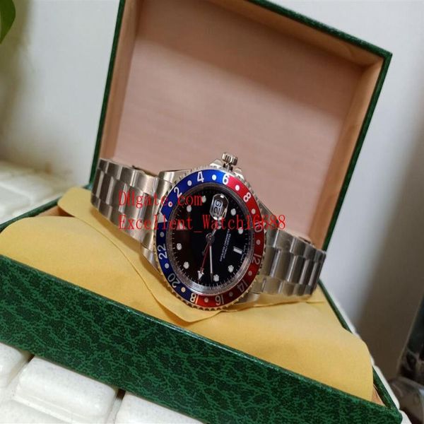 Verkaufe BP Herrenuhren 40 mm Geschenkbox 16710 1675 16710 Pepsi Edelstahl Schwarzes Zifferblatt Asia 2813 Automatik Mechanisch Men'273b