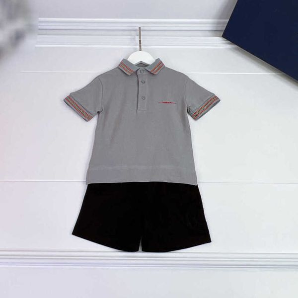 23ss ragazzi Polo pantaloncini tuta per bambini set per bambini abiti firmati frangia bavero ricamo manica corta tinta unita pantaloncini ricamo classico abiti per bambini a1