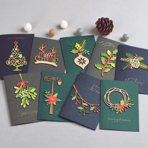 Cartões de felicitações Eno Wood Christmas Ornament Cards Handmades Mensagem de presente de presente por atacado 230411