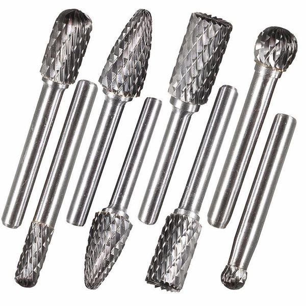 Freeshipping 8 Pçs / lote Broca de Carboneto de Tungstênio 1/4 Polegada 6mm Arquivos de Cortador Rotativo Conjunto de Gravura CNC Ferramenta Rotativa Dupla Melhor Preço Fhgwx