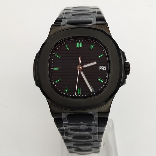 Relógios de pulso 6 cores de 40 mm de estojo preto com espelho de safira quadrado NH35 Relógio mecânico automático Surface de diamante à prova d'água masculina