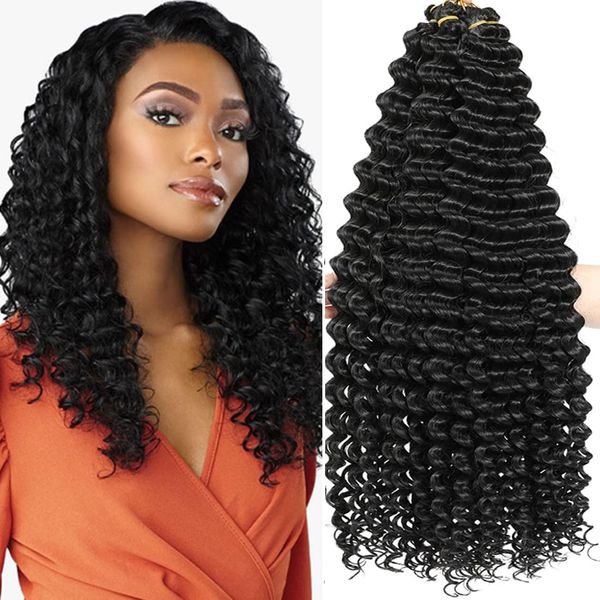 Deep Wave Twist Crochet Hair Long Afro Curls Synthetic Ombre Ocean Wave Intreding Hair Extensions