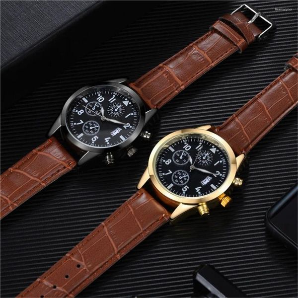 Orologi da polso Orologi da uomo di alta qualità Orologio con cinturino in pelle alla moda con calendario multifunzione per uomo Montre Homme Luxe