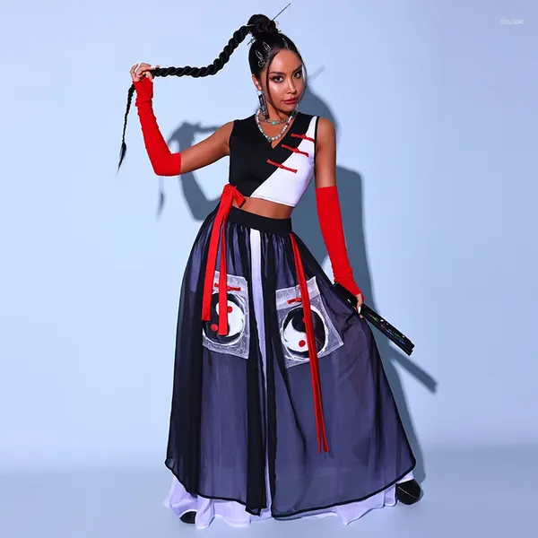 Bühnenkleidung Damen Sexy Nachtclub National Tide Weibliche DJ Kleidung Jazz Dance Performance Outfits Chinesischen Stil Bar Gogo Kostüm
