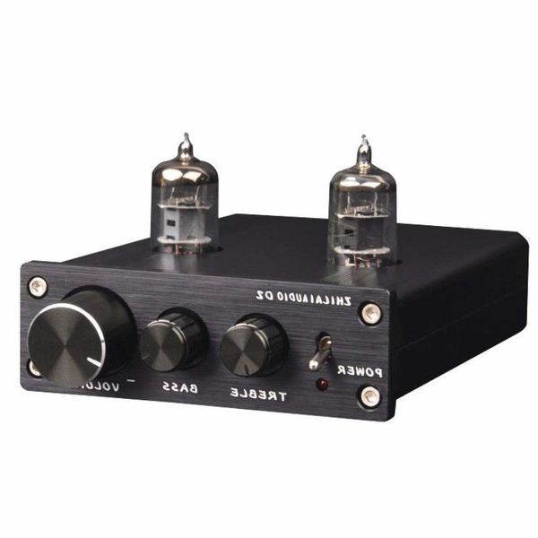 Бесплатная доставка D2 HIFI ламповый предусилитель 6J1 клапанный аудио предусилитель двухканальный высокочастотный бас с адаптером питания серебристый черный горячая распродажа Pqfmq