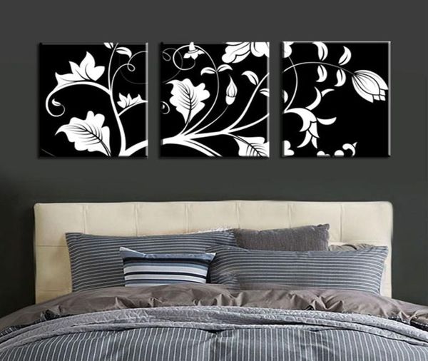 Sem moldura 3 pçs preto branco flor árvore moderna grande hd impressão pintura em tela imagem da arte para sala de estar casa arte da parede decor7477486