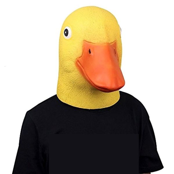 Partymasken Gelbe Ente Quacker Latexmaske Tier Cosplay Niedliche Kopfbedeckung Halloween Requisiten Schönes Geschenk 230411