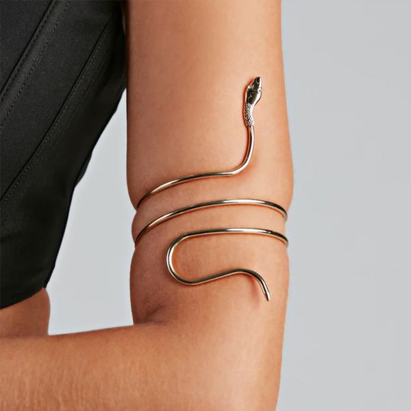 Bracelets de charme punk moda de cobra espiral em espiral braço braço braçadeira braçadeira pulseira de pulseira homens jóias 230411