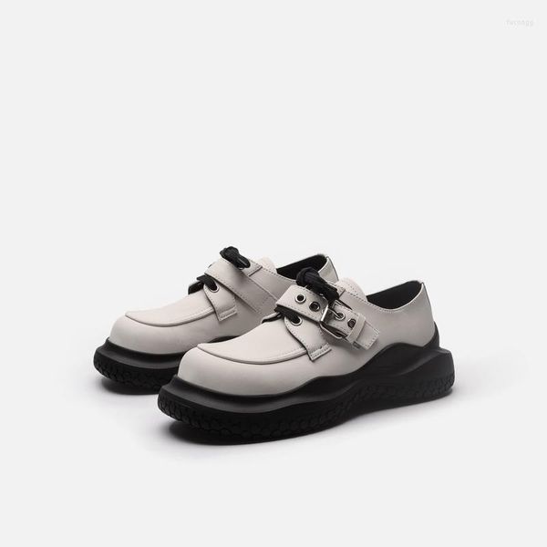 Scarpe vestiti con pizzo basso in stile britannico grande testa rotonda casual oxfords college ragazza semplici piattaforme all'aperto