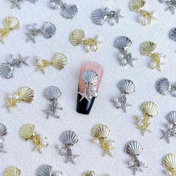 Decorazioni per nail art 5 pezzi/set Forniture Accessori per manicure con stelle marine a conchiglia Ciondoli fai-da-te