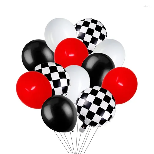 Decoração de festa 34 unidades / lote Balões de aniversário de carro de corrida Decoração de chá de bebê Preto Branco Vermelho Balões de látex para decorações de corrida Suprimentos