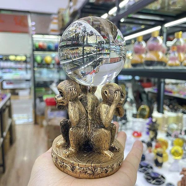 Bolsas de jóias resina macaco expositor para esferas de cristal artesanato ornamentos bolas base titular decoração de escritório em casa