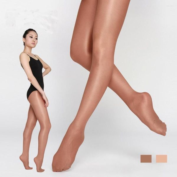 Calzini sportivi 40D Lucido Lucido Trasparente fino alla vita Collant luccicanti Collant Sala da ballo Vestito da ballo latino Salsa per le donne Polo Yoga Body