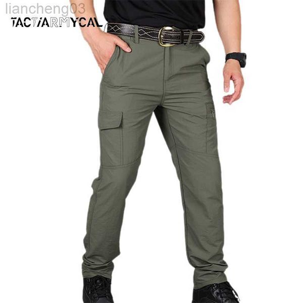 Calça masculina homens calças calças de carga casual Militari Tática do exército masculino masculino respirável à prova d'água multi-bockets de calça s-5xl plus size w0411
