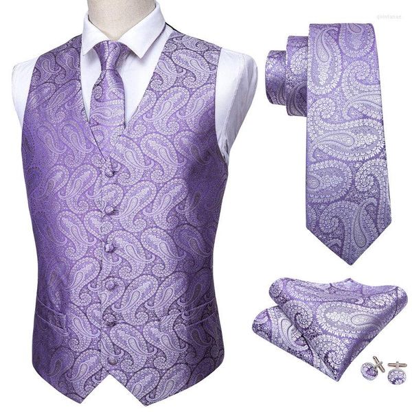 Мужские жилеты Barry.Wang Fashion Men Suit Vest Purple Paisley Жилерод