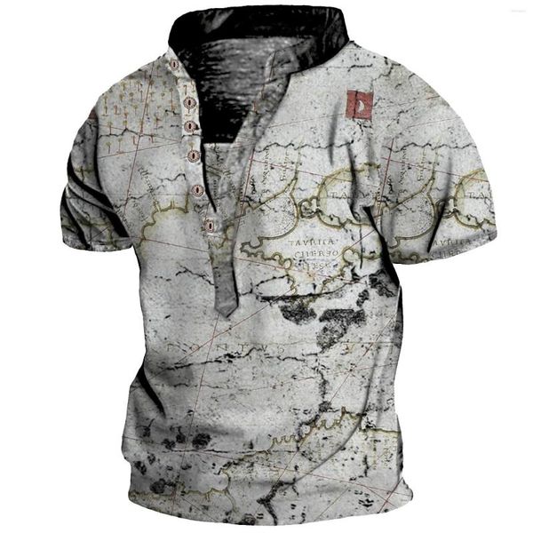 Мужские рубашки T European и American Men's Vintage Top Top Digital Print