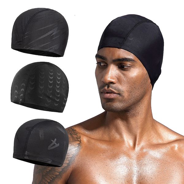 Capas de natação Capinho de pele de tubarão Piscina de natação Protect Hair Haps Hat Hat Swim Bathing Hats Nylon For Mull Homens Adultos 230411