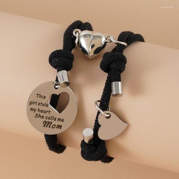 Braccialetti con ciondoli 2023 Trend Festa della mamma Amore Cuore Magnetico per mamma figlia Regali fatti a mano di gioielli per affetto familiare