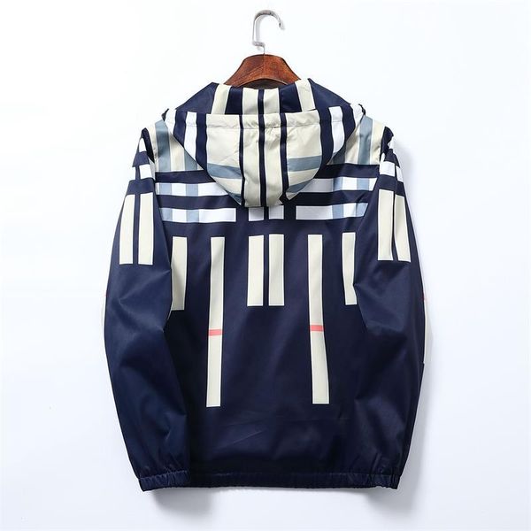 Stilista Uomo Giacche casual Blu Bianco Plaid Uomo Giacca con cappuccio Primavera Autunno Gioventù Uomo Tempo libero Felpa con cappuccio Cappotto Outdoorwear Marchio di lusso Cappotti maschili Top Abbigliamento