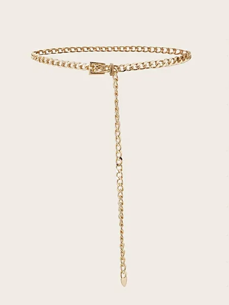 Cinture Donna Moda Cintura in metallo con catena in vita da donna Punk Semplice magro in oro e argento Bg-1557