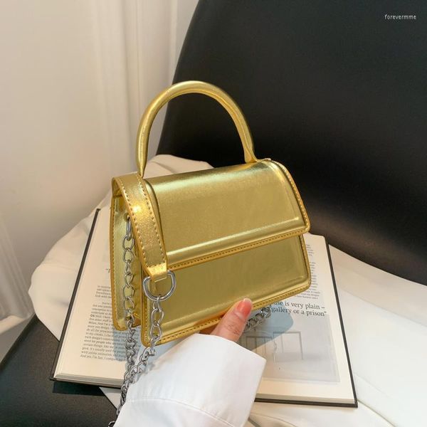 Akşam çantaları altın gümüş mini küçük kare çanta kadınlar için 2023 yaz moda crossbody telefon çantası parlak el çantası debriyaj tote kadın
